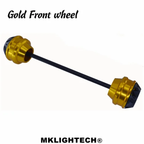 Mklighttech CNC Модифицированная Передняя и задняя вилка для мотоцикла, осевые ползунки, Защитная крышка для DUCATI Multistrada 620 2003-2006 - Цвет: Gold front wheel