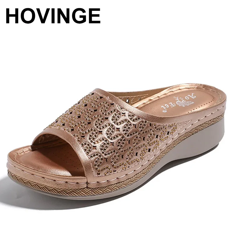 

HOVINGEWomen Slippers Summer Platform Wedges Mid Heels Fish mouth Peep Toe Flip Flop Beach Outdoor Ladies Shoes Zapatos De Mujer