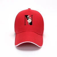 baseball cap 26 letter black font flowers printing peaked fisherman hat sports outdoor sunshade breathable striped elastic hat
