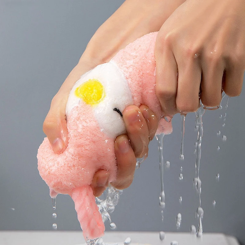 

ABSF 4PCS Cartoon Hanging Hand Towel Soft Coral Kitchen Towel Cute Penguin Kids Bathing Towel Quick Dry Towels