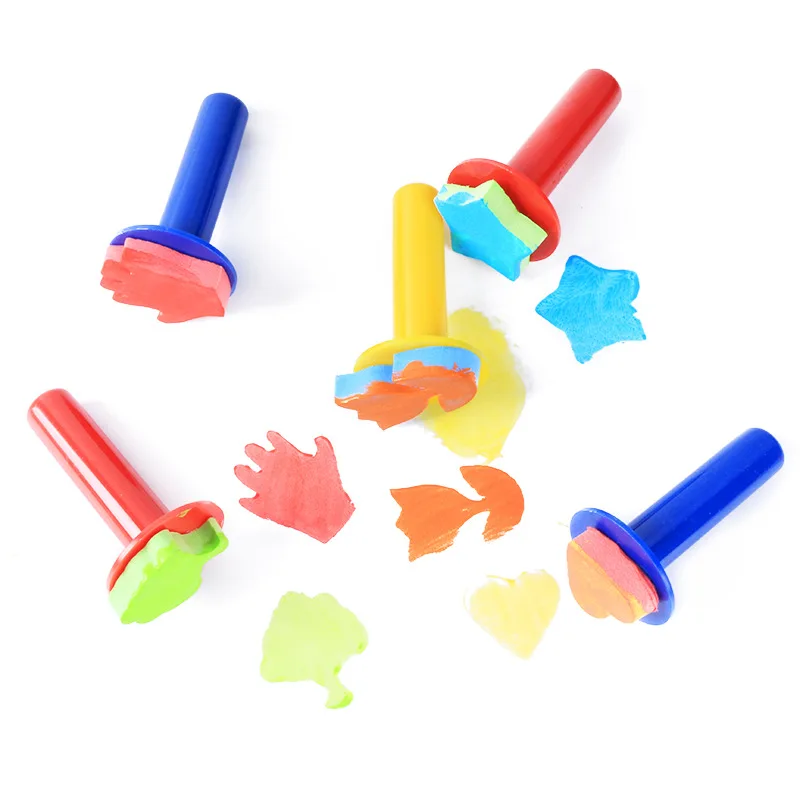 Sellos de esponja para ni&ntilde;os y ni&ntilde;as, Juguetes educativos, manualidades, pintura, aprendizaje, colorear y dibujar, 5 uds.-2