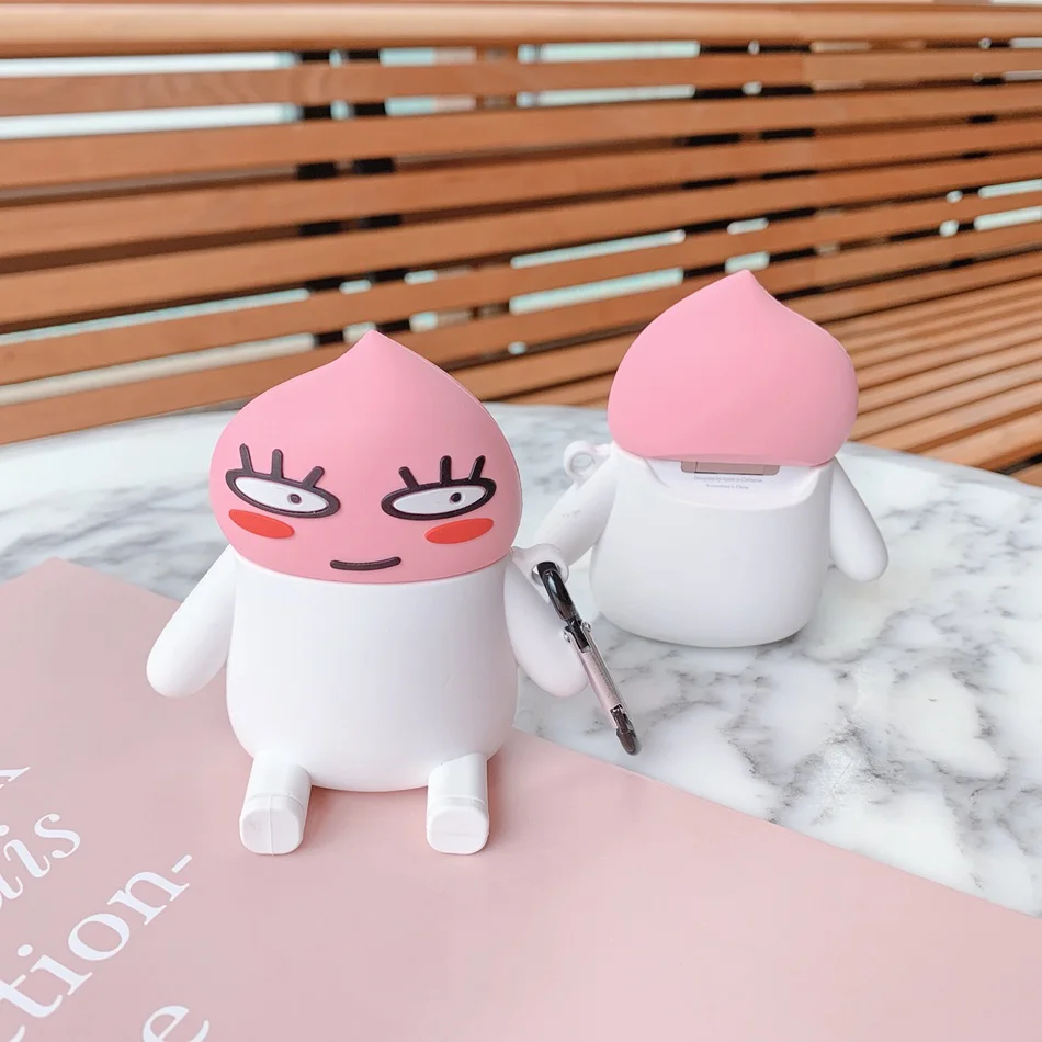 Чехол для наушников с 3D рисунком персика Airpods 2 силиконовый чехол милым медведем