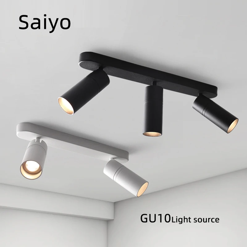 

Saiyo LED Spot lights GU10 MR16 Fitting AluminumTrack Light Rail Led lamp light Kitchen Shop Lamp Ceiling lamp