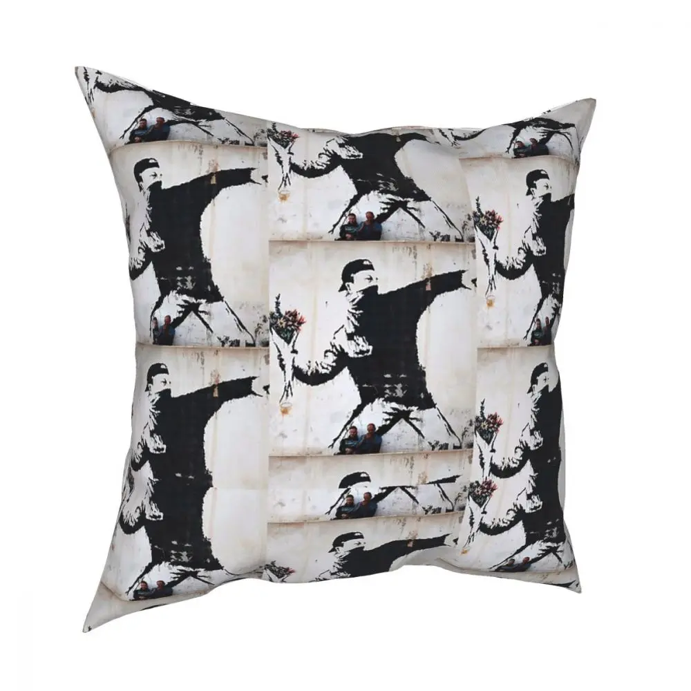 Цветок восстание Бэнкси квадратная Подушка Чехол декоративная подушка Rage цветок