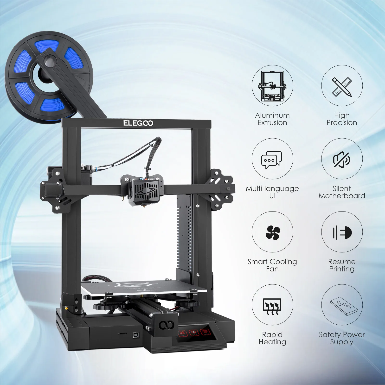 

Набор для 3D-принтера ELEGOO Нептун 2, 3D-принтер FDM Pinter, Impresora 3D PLA ABS TMC2225 с продолжением печати 220x220x250 мм VS Ender 3 Pro