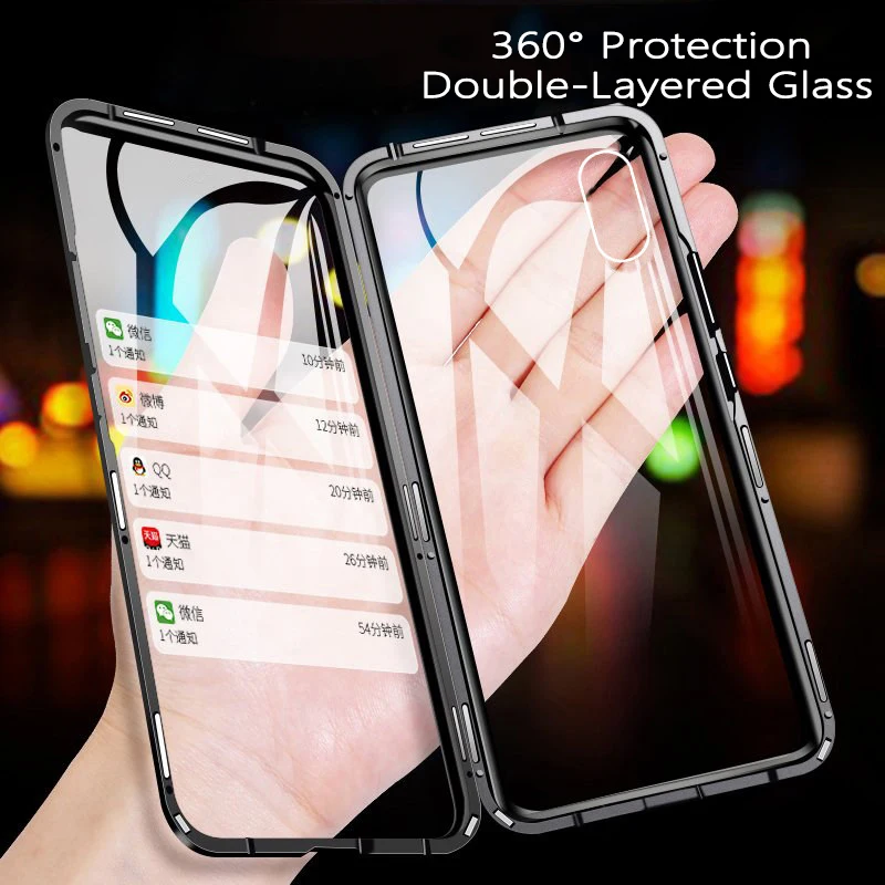 Магнитный металлический чехол для телефона iphone 11 pro с двойным боковым стеклом для iphone X XR XS MAX 7 6 8 6S plus 9H закаленное стекло