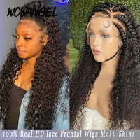 250 hd lace front wigs curly wigs human hair wigs deep curly brazilian hair hd transparent melt skins pre plucked for woman