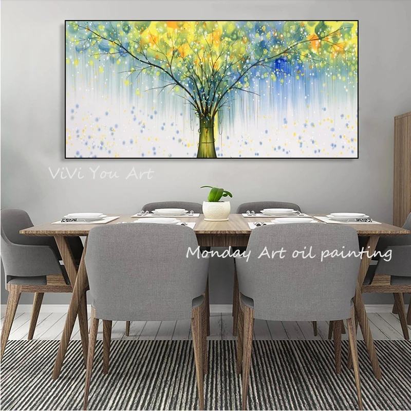 Canvas painting Home Decor hand painted oil Wall Art Picture gold Tree Scenery Landscape Painting for living room | Дом и сад