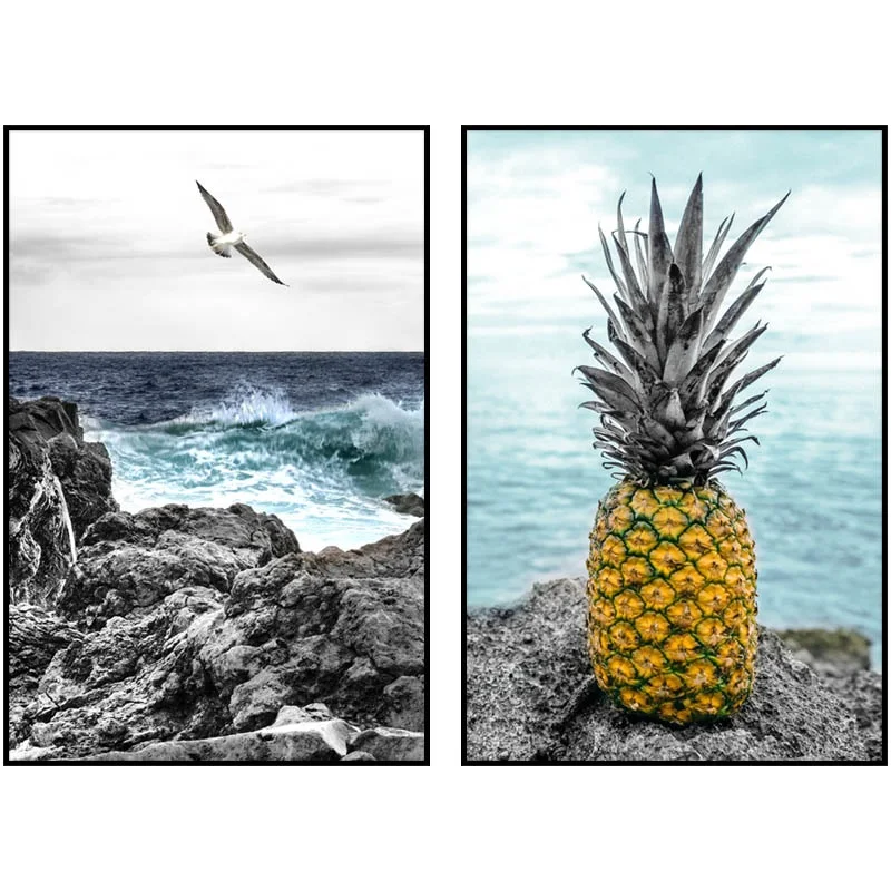 

Pineapple Sea Landscape Decorative Paintings Nordic Modern Style Posters For Living Room Bedroom No Frame