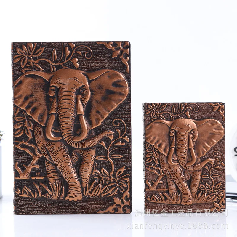 

A5 Embossed Hot Stamping Elephant Notebook Retro Planner Bronze Book School Supplies Office Culture Education Specialty Store