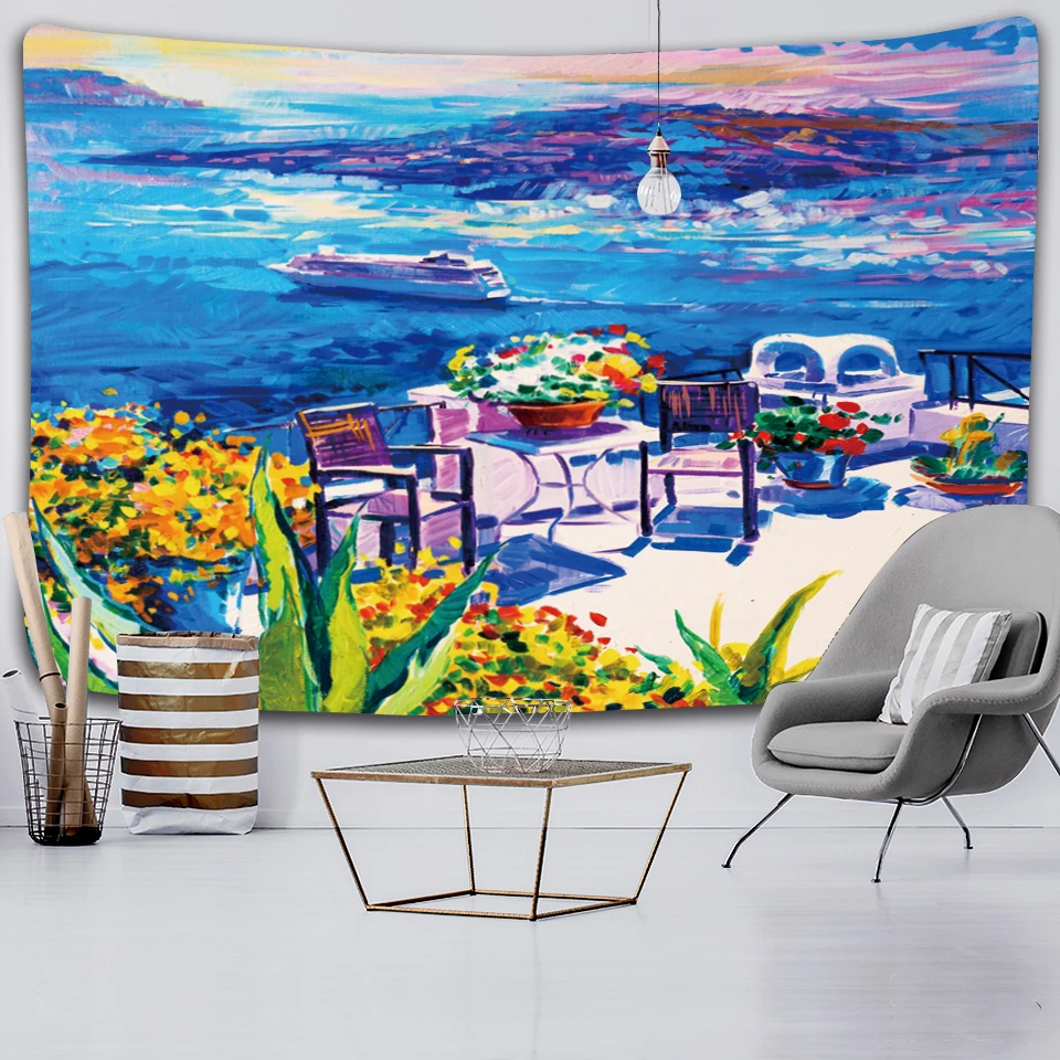 

Blue Ink Painting Printed Large Wall Decor Tapestry Cheap Wall Ink Painting Wall Tapestries Ink Painting Wall Room Home Decor