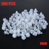 100pcs 9mm car door hole bumper cover auto screw plastic fastener clips rivets for car fenders bumpers door or other car surface