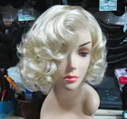 Парик для косплея Мэрилин Монро модные короткие светлые волосы вьющиеся термостойкие синтетические парики + шапочка для парика