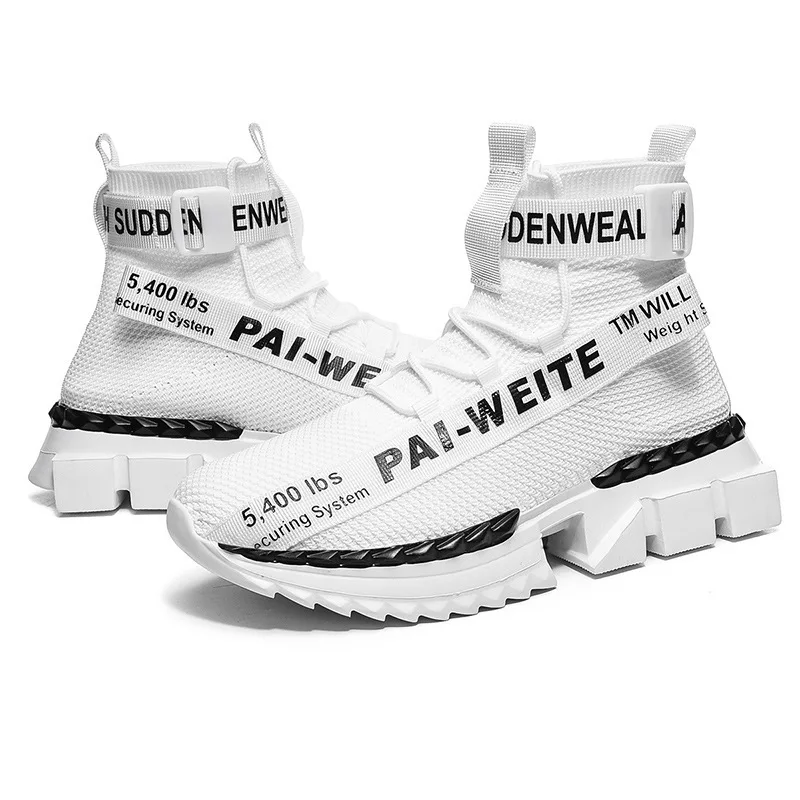 

Men Sneakers High Top Breathable Mesh Trainers Slip Lightweight Sock Shoes Mens Outdoor Casual Sports Soft Shoes Zapatos Hombre