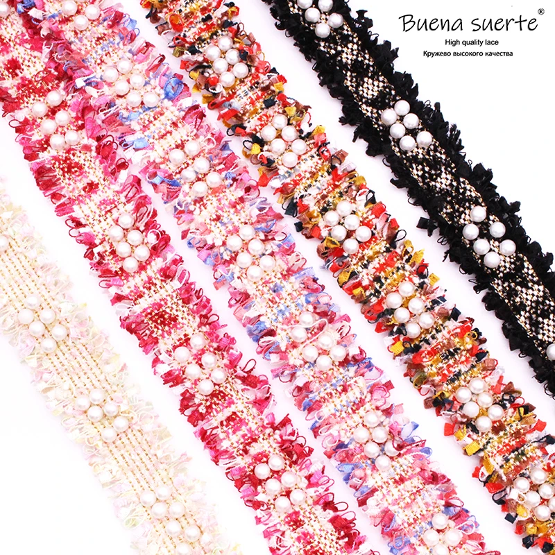 Белый жемчуг с бисером лента кисточками винтажная вышитая розовая кружевная