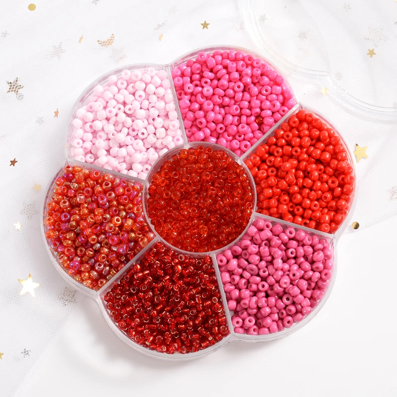 

Mixed 3600Pcs/Box Red Series Czech Glass Seed Beads Charm Round Crystal Spacer Beads For DIY Jewelry Making Bracelet Necklace