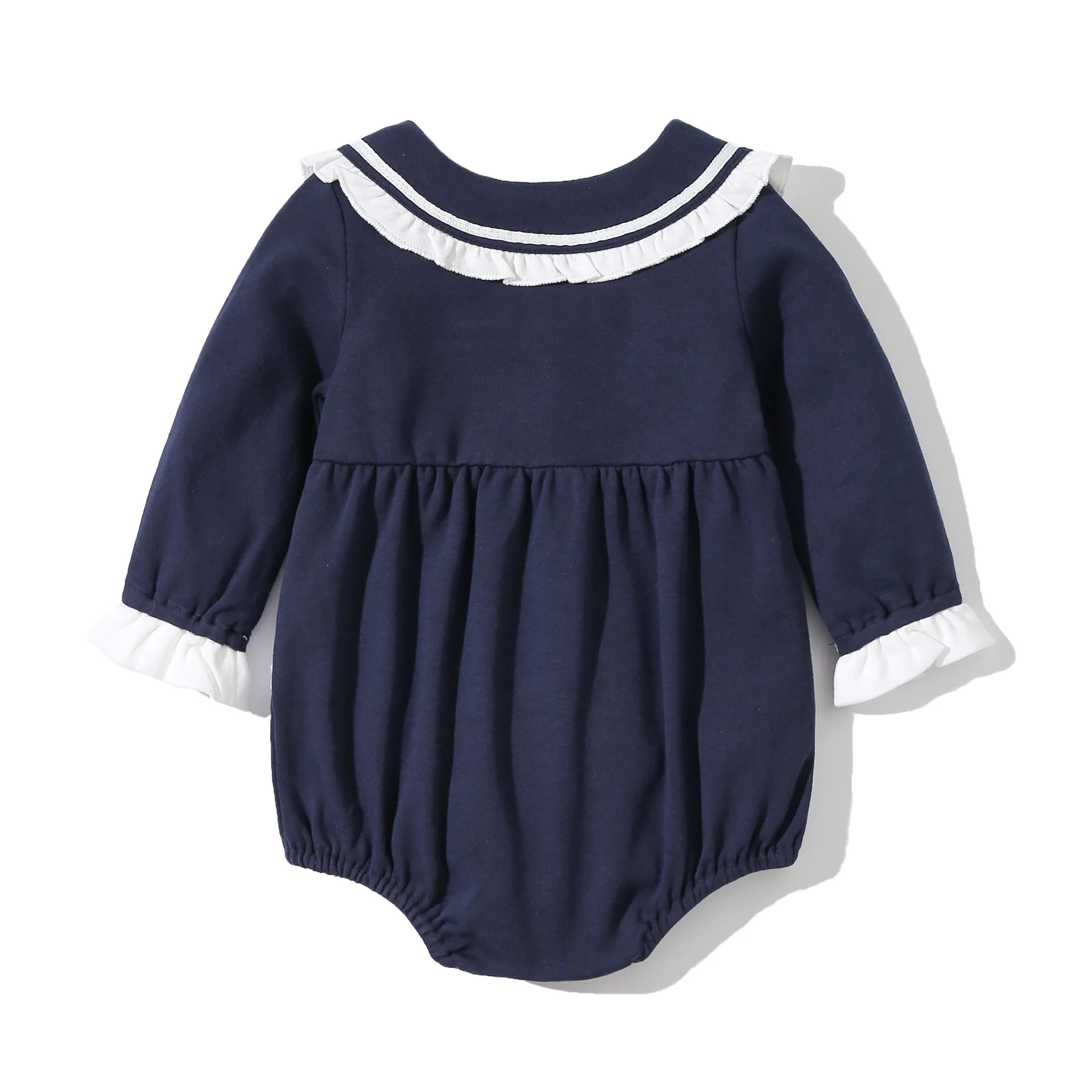 

Fashion Baby Sailor Bodysuits Clothes Autumn Turn-Down Neck Long Sleeve Newborn Bebes Girls Onesie Jumpsuits Children's Costumes
