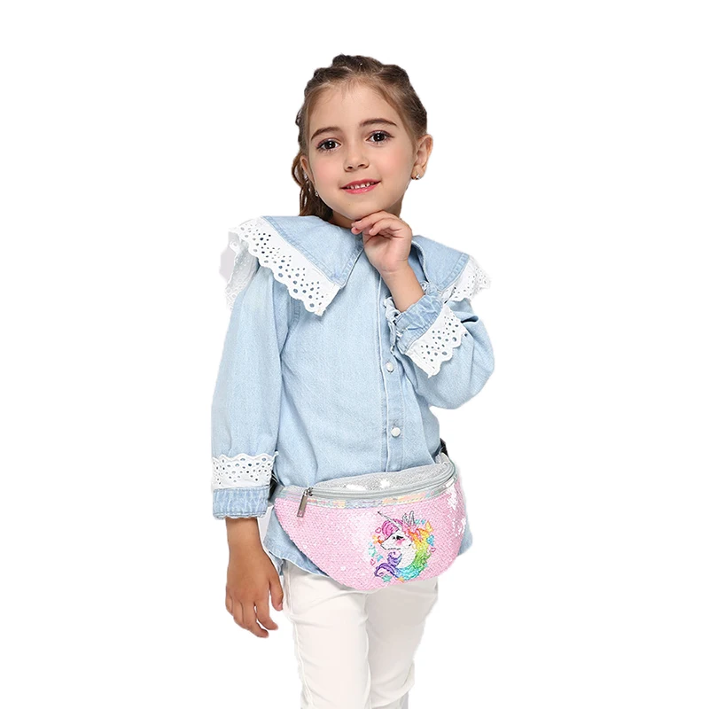 Поясная сумка с мультяшными блестками и единорогом для девушек регулируемый