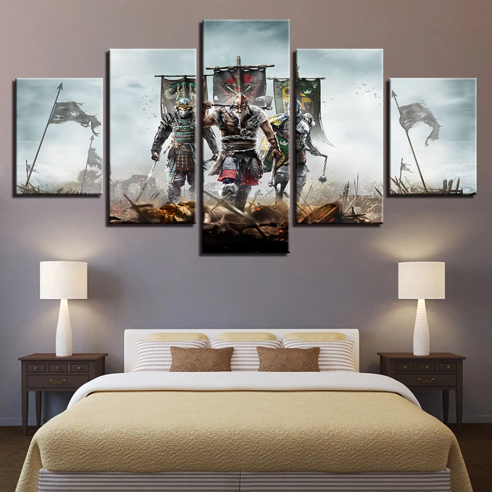 

5 Pieces Wall Art Pictures Battlefield Warrior Paintings Modular Canvas HD Prints Posters Home Decor No Framed