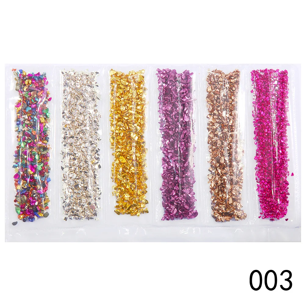 

Nail accessories Strass all 10g/bag separate 6 color glass shards Nail Art Crushed Glass Irregular Shape Nails Decoration