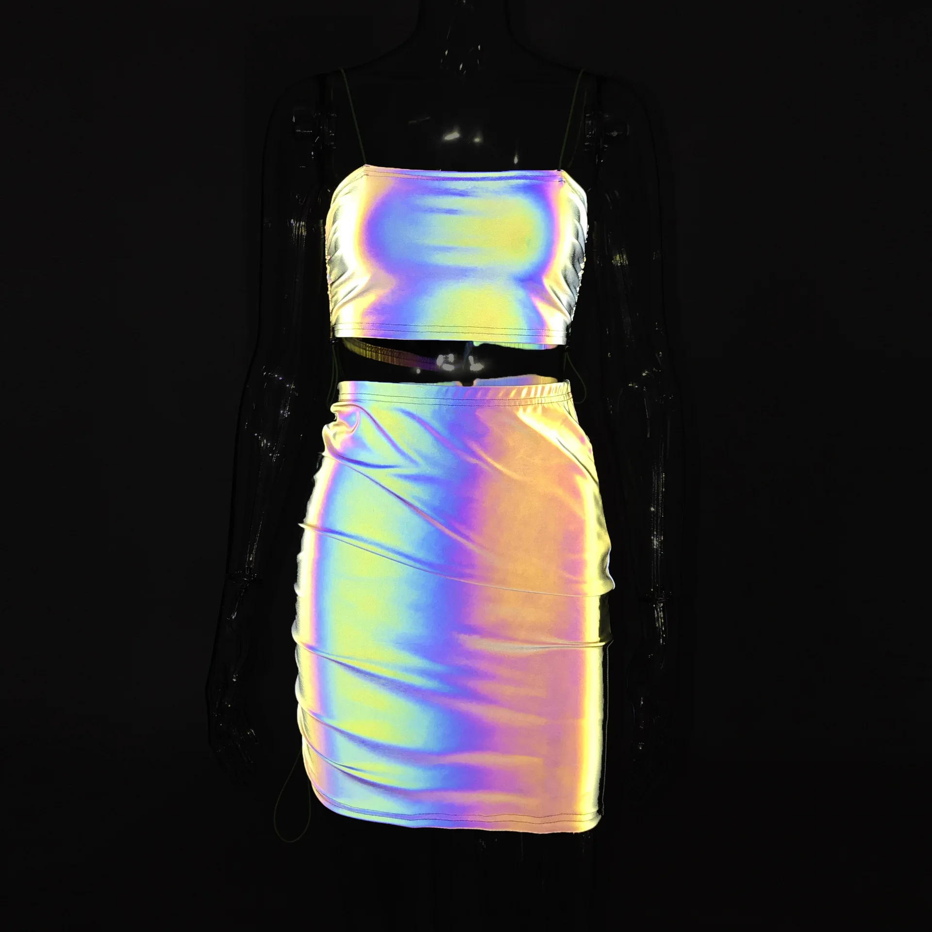 Оставайтесь аккуратными сексуальные Светоотражающие Женский комплект 2 шт. с