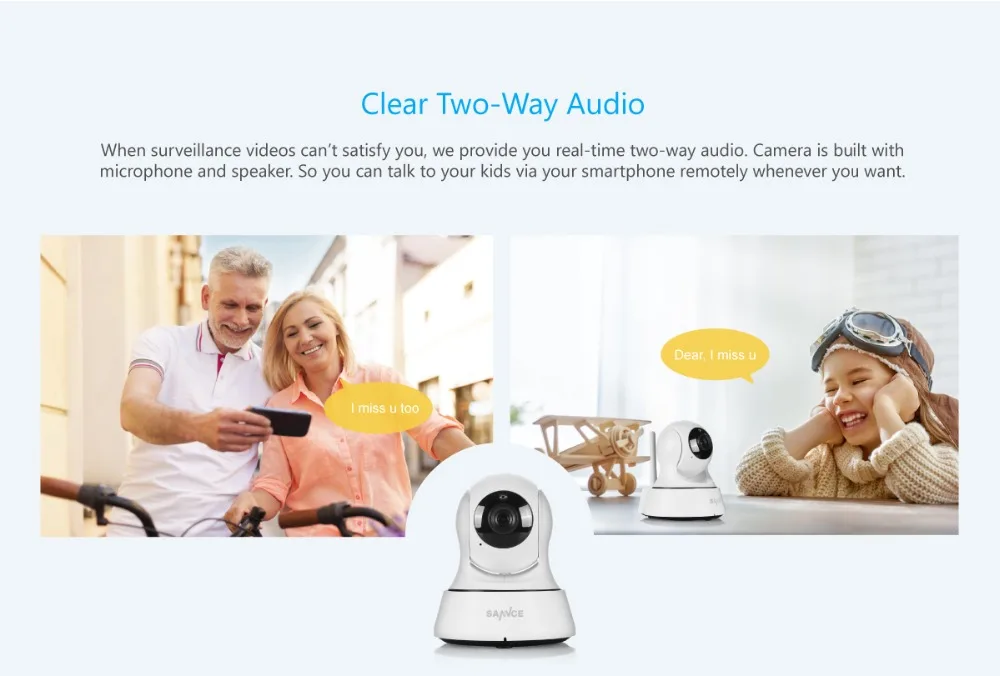 SANNCE 720P HD WiFi IP камера CCTV камера безопасности ночное видение инфракрасный двухсторонний аудио 1MP Детский Монитор умная ИК Беспроводная камера