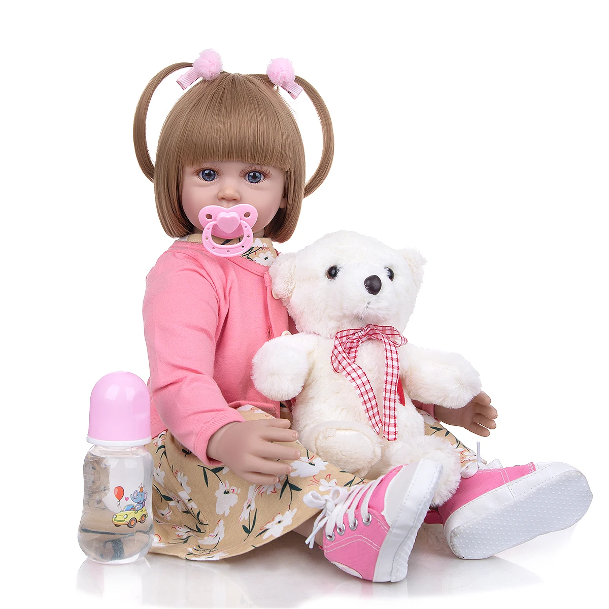 

60CM real baby Silicone Reborn Doll bebe Toddler Girl Vinyl Toys dress up children gift