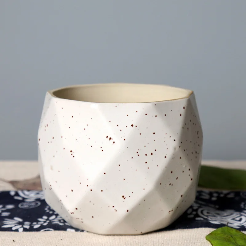 Creative Ceramic Diamond Geometric Flowerpot Simple Succulent Plant Container Green Planters Small Bonsai Pots Home Decoration | Дом и сад