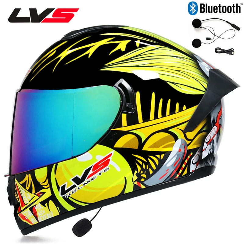 Bluetooth мотоциклетный шлем Полный мотоциклетный шлем с двойными линзами DOT Capacete da motocicleta - Цвет: 10