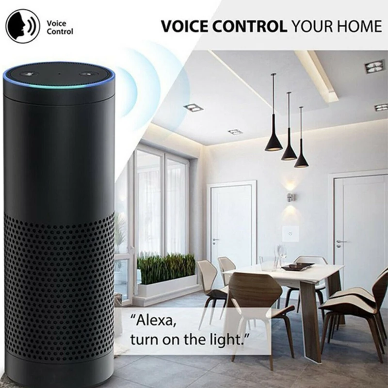 

EU Smart Light Switch, 3 Gang 1 Way Wifi APP Remote Control Wall Press Switch, Tempered Glass Press Screen AC 100-240V