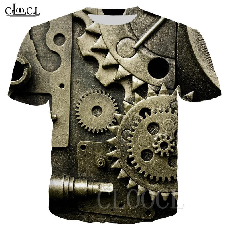 Футболка мужская оверсайз с 3D принтом тенниска Механическая в стиле панк одежда