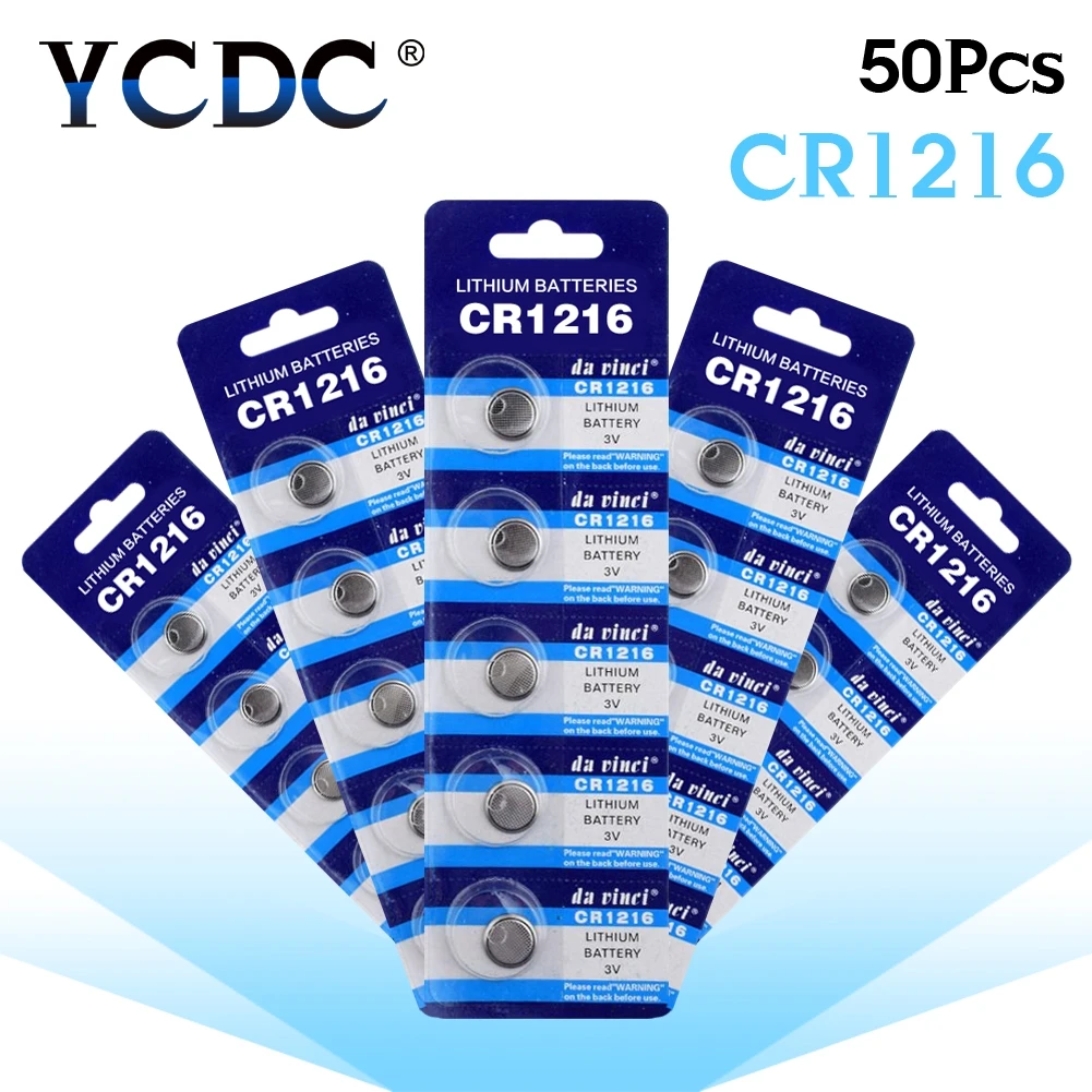 

50 шт./10 карт cr1216, Кнопочная батарея 3 в CR 1216 5034LC для электронных игрушек, дистанционные часы DL1216 BR1216, литиевые монетные батареи