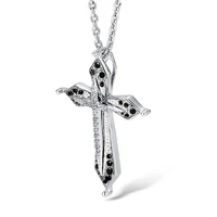 ladies necklace personality silver plated cross couple style necklace inlaid with black zircon necklace popular girl decoration