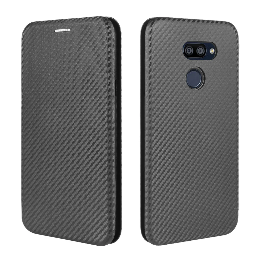 Для LG K40S чехол 6 1 дюймов углеродного волокна Флип кожаный для LM-X430 Бизнес