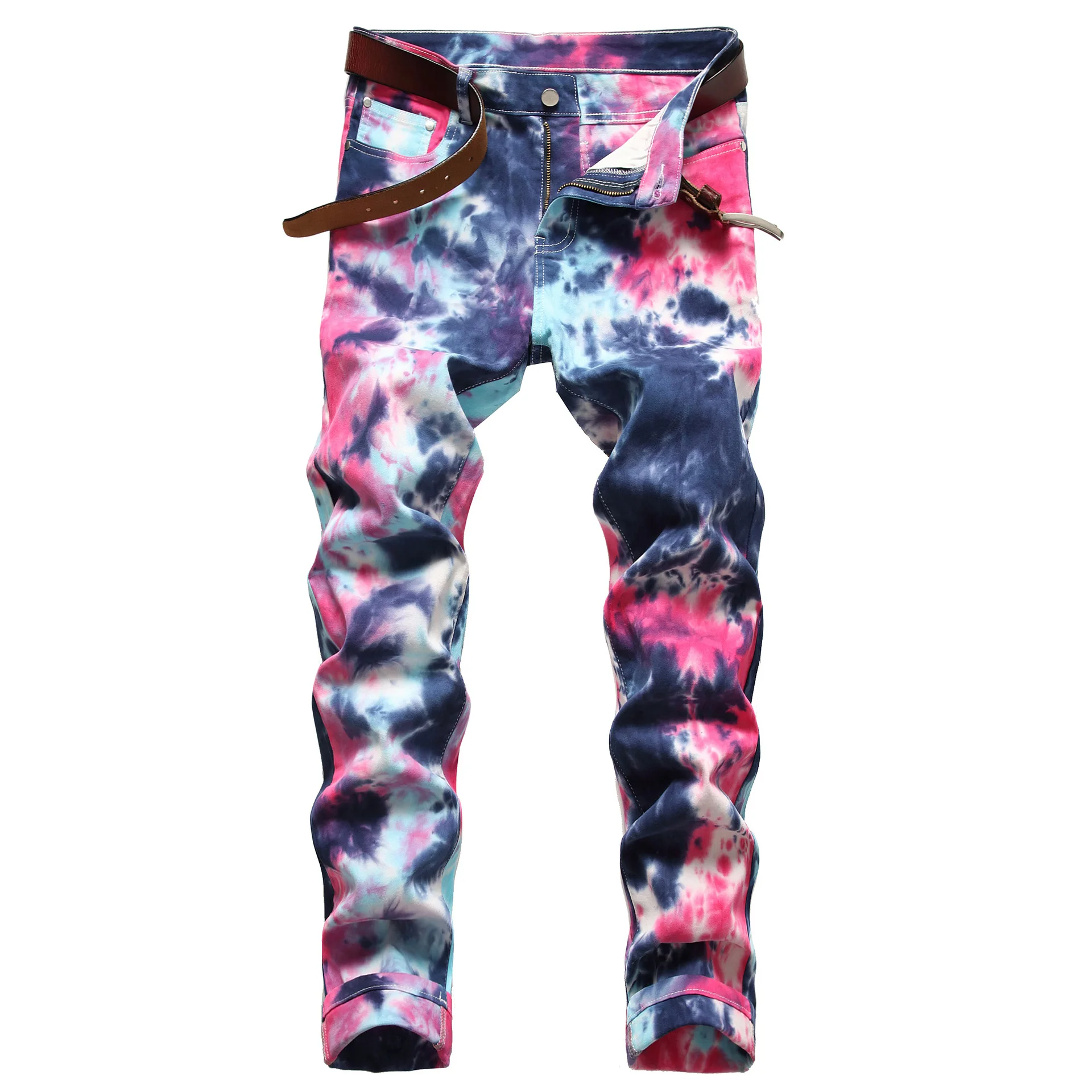 

2021 Men Colored Skinny Elastic Slim Straight Biker Jeans Male Denim Casual Cotton Pants Vaqueros Hombre Plus Size 42