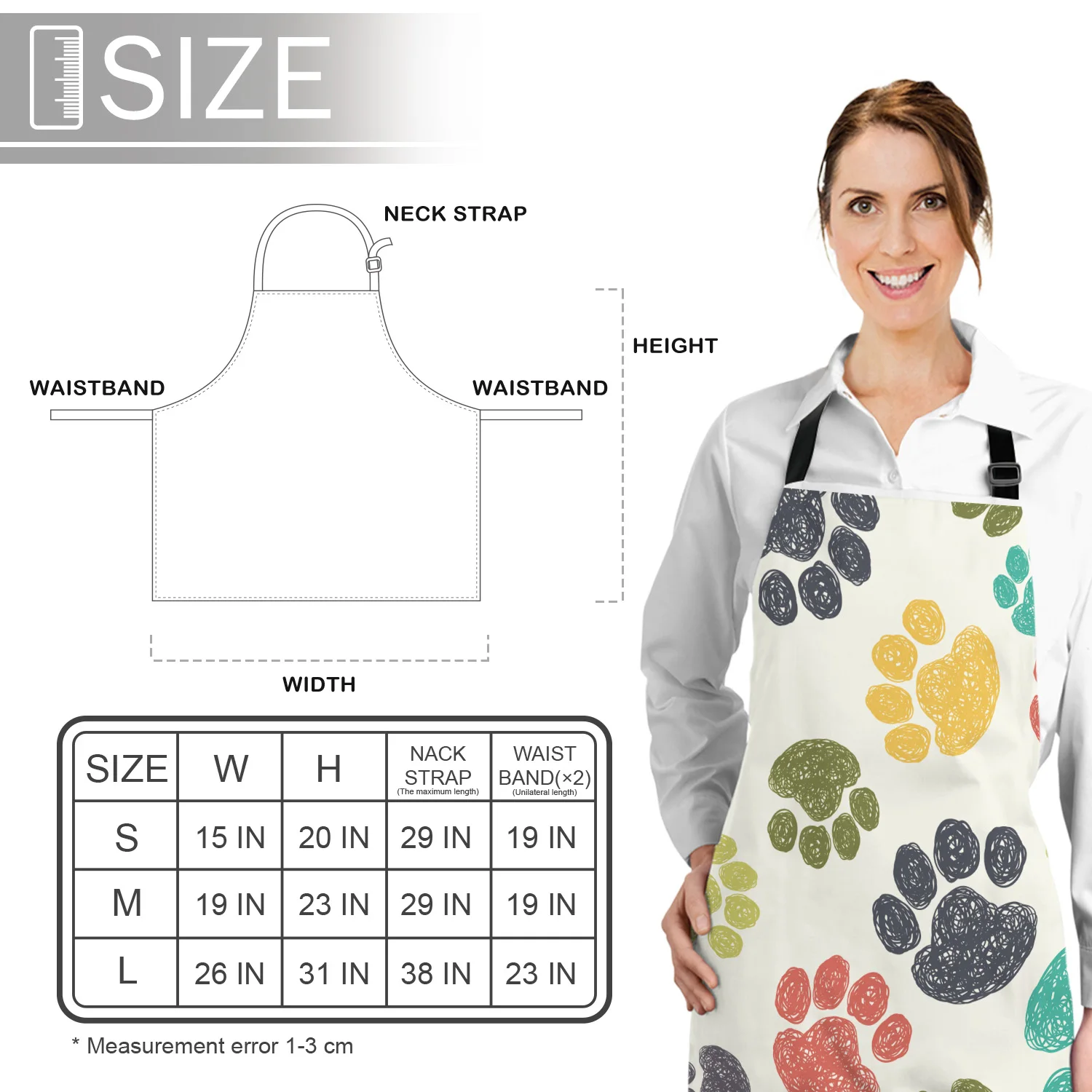 Tophome Кухонный Фартук с принтом собачьей лапы регулируемые фартуки из парусины