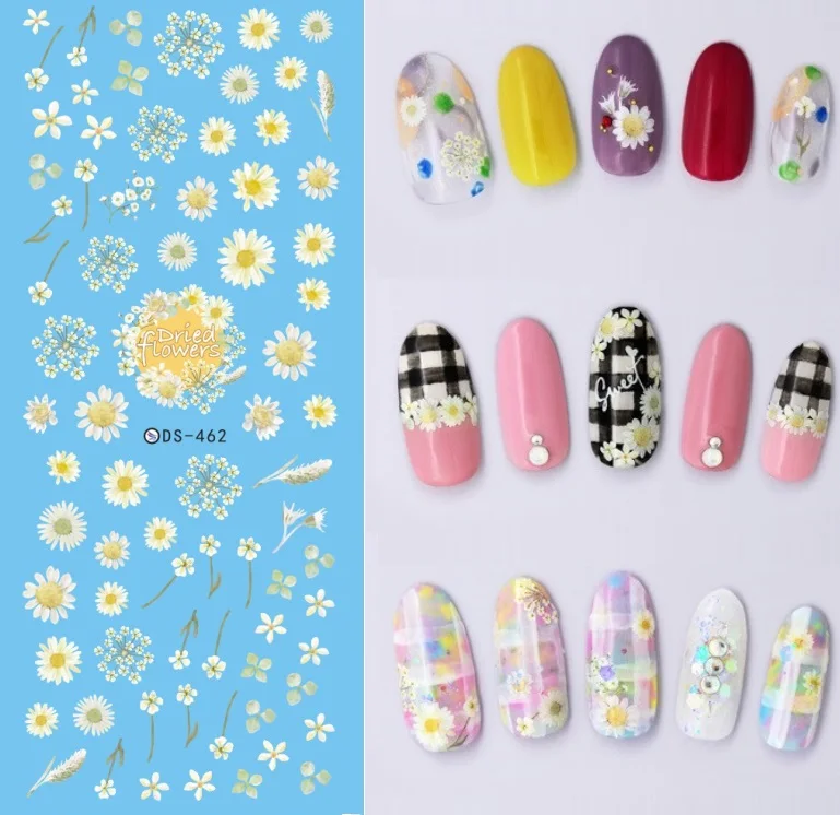 DS462 Florals Patterns! Nails Art Manicure Water Decal Decorations Design Water Transfer Nail Sticker For Nails Tips Beauty - Color: DS462