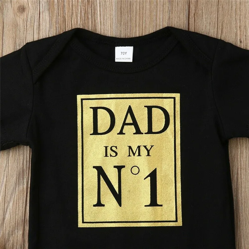 Летний комбинезон для новорожденных мальчиков и девочек Dady is My NO 1 с принтом