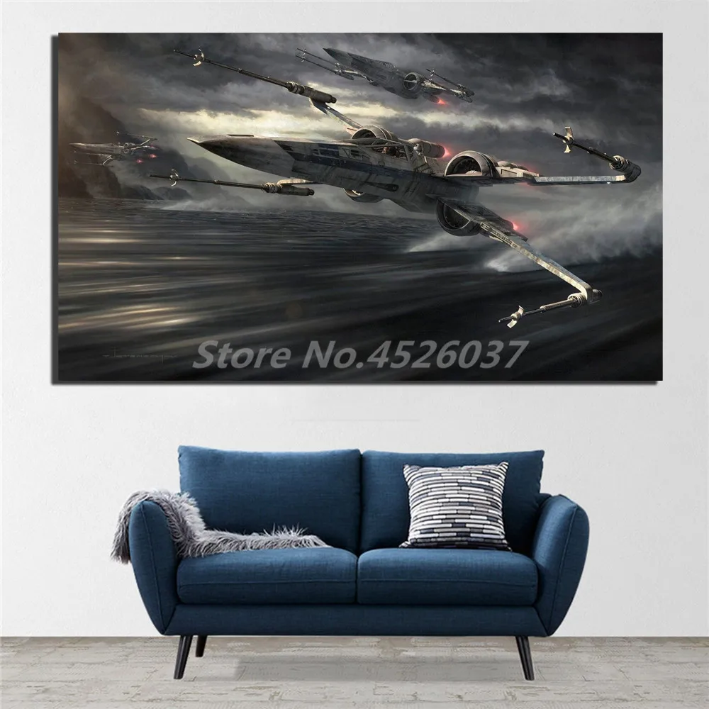 Настенная картина X Wing Starfighter Over Ocean художественный фильм печать на холсте