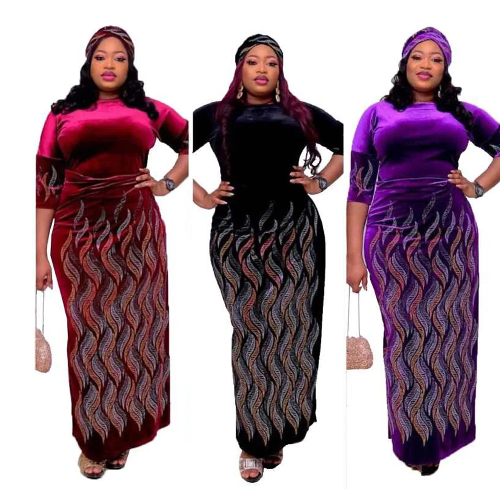 

2020 New Arrivals African Dashiki Flowers Pattern Print Dress 3/4 Sleeve Casual African Dresses for Women 3XL African Clothing