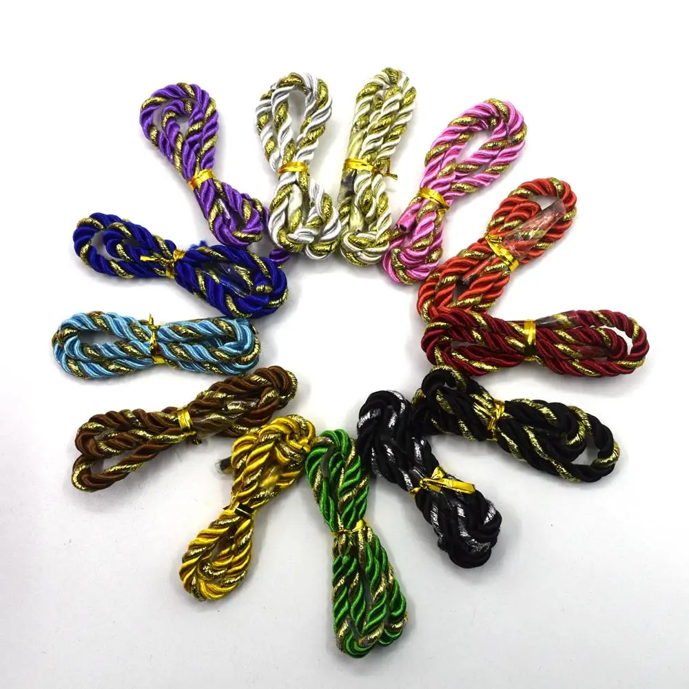 Три нити из полиэстера золотого цвета и других цветов витая веревка декоративная