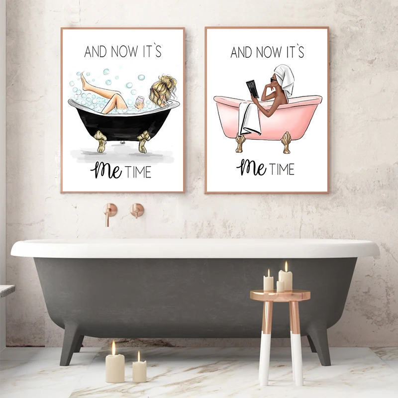 

Bathroom Decor Fashion Posters and Prints Nordic Vogue Wall Art Canvas Painting Beauty Bathing Pictures Living Room Home Decor