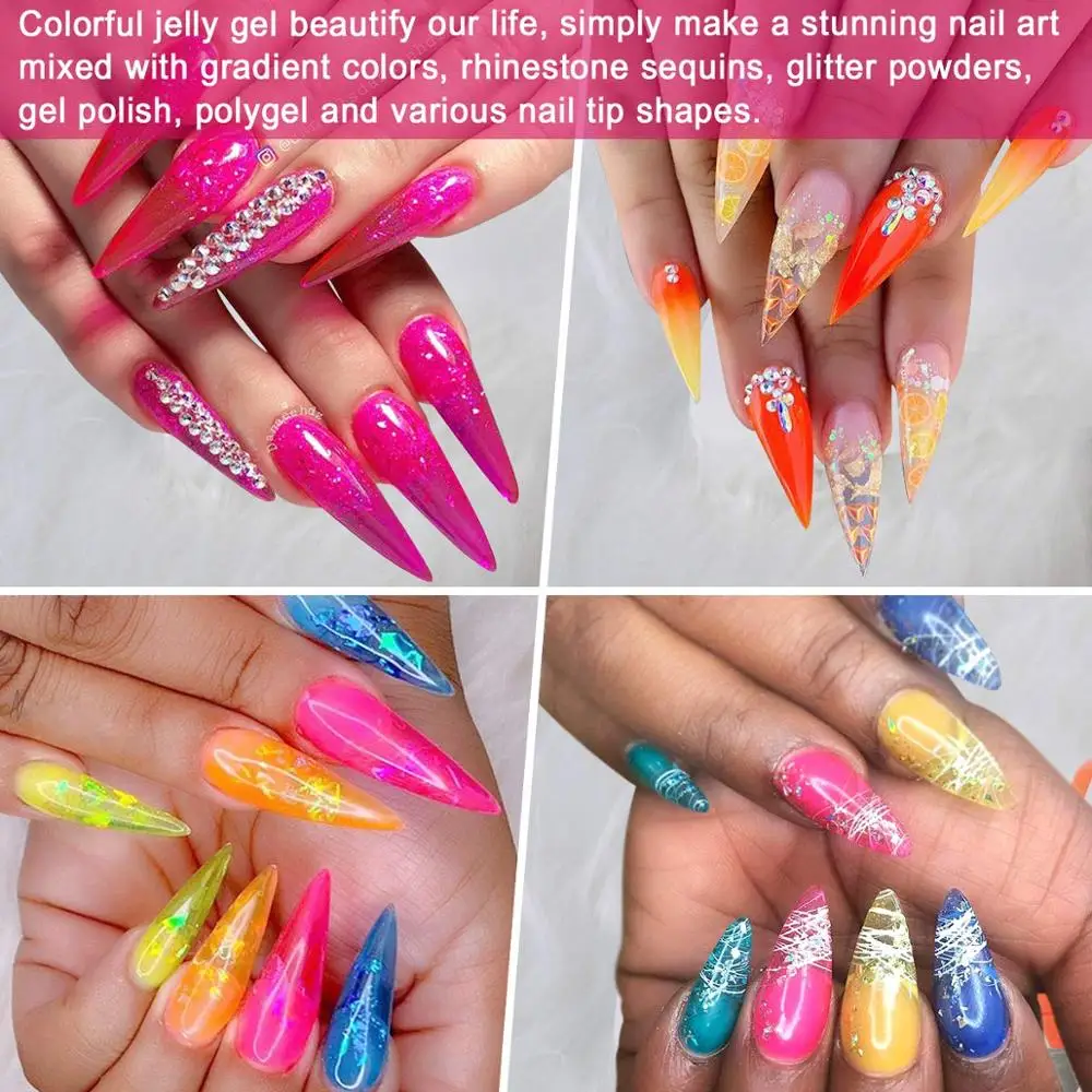 Makartt Гель-лак Crystal Rainbow Jelly набор для ногтей 6 шт. Блестящий стойкий замачивающийся УФ светодиодный Гель-лак для отверждения цветной гель