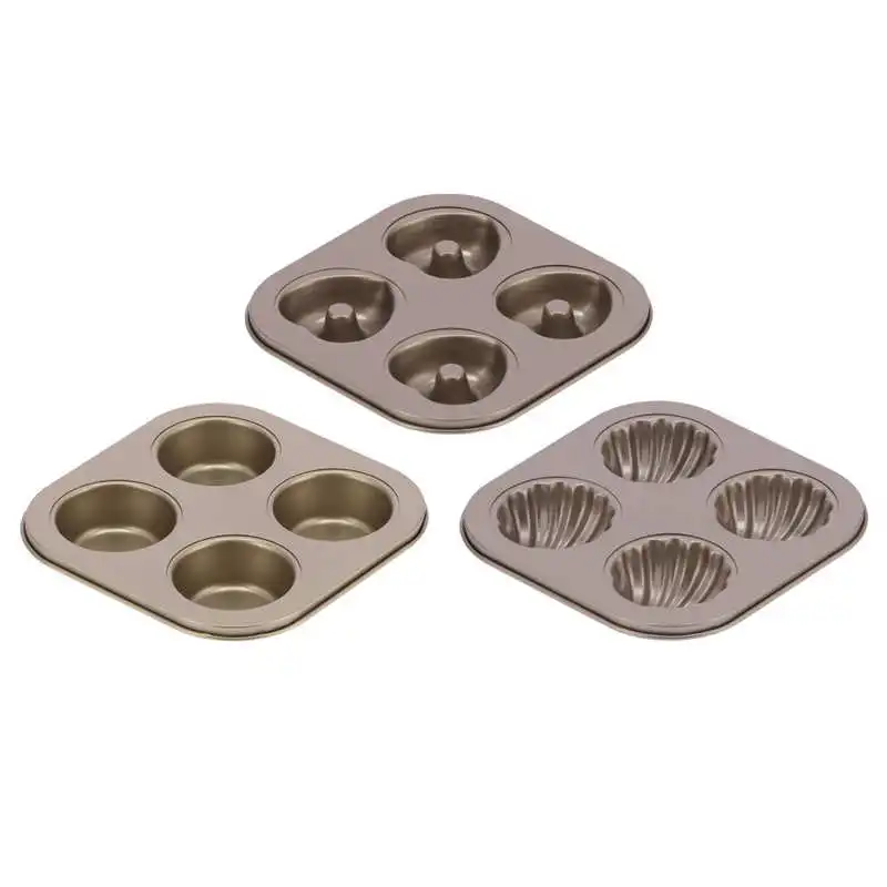

Baking Supplies 4‑Cavity Quadrate Baking Pan Mini Non‑Stick Heavy Duty Carbon Steel Cupcake Mold for Microwave Baking Pan