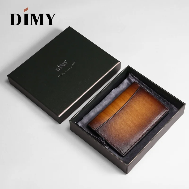DIMY Handmade Italian Genuine Leather Men Credit  Fashion  Bank Card Wallets Small Epure Scritto Leather Business Card Holder