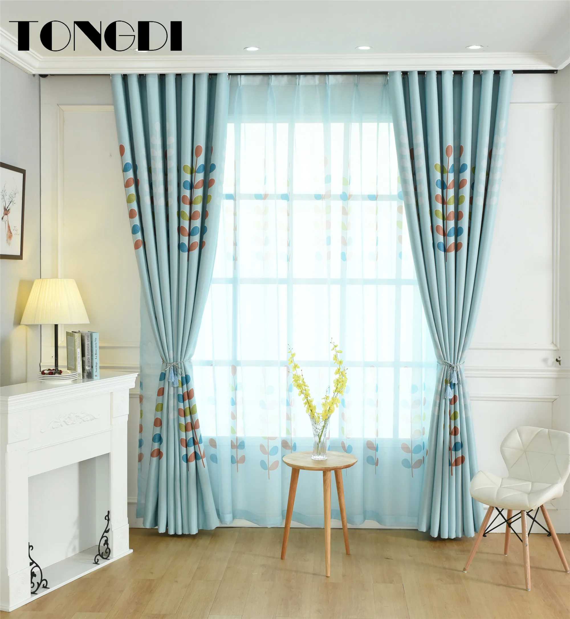 Светонепроницаемые шторы TONGDI с цветными листьями высококачественное украшение