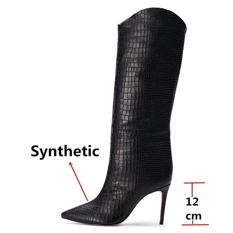 FEDONAS/пикантные кожаные женские сапоги до колена с принтом животных модные зимние