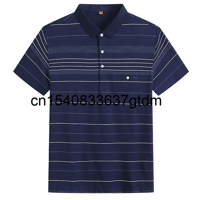 

Summer short sleeve polo shirt men's extra large casual loose T-shirt fat man stripe thin T-shirt youth