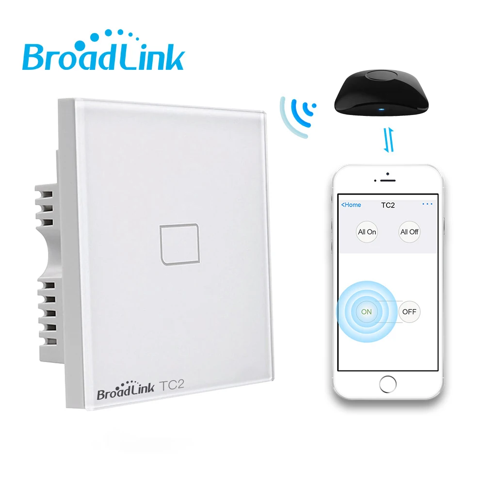 Настенный сенсорный выключатель Broadlink TC2 1/2/3 Gang UK 433 МГц беспроводное управление