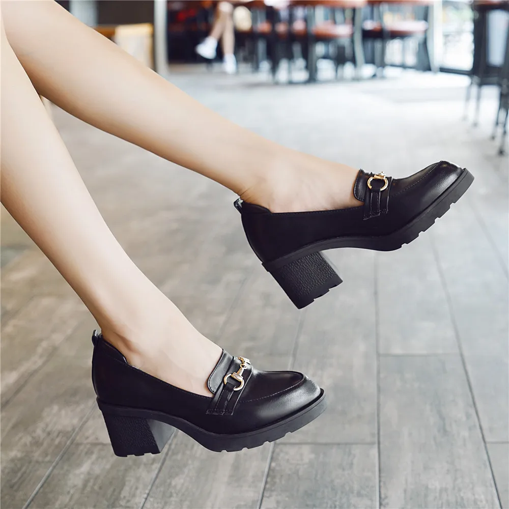 

Women's Oxfords tip Chunky Heel Thick Heel Shoes Slip On Dress Pumps